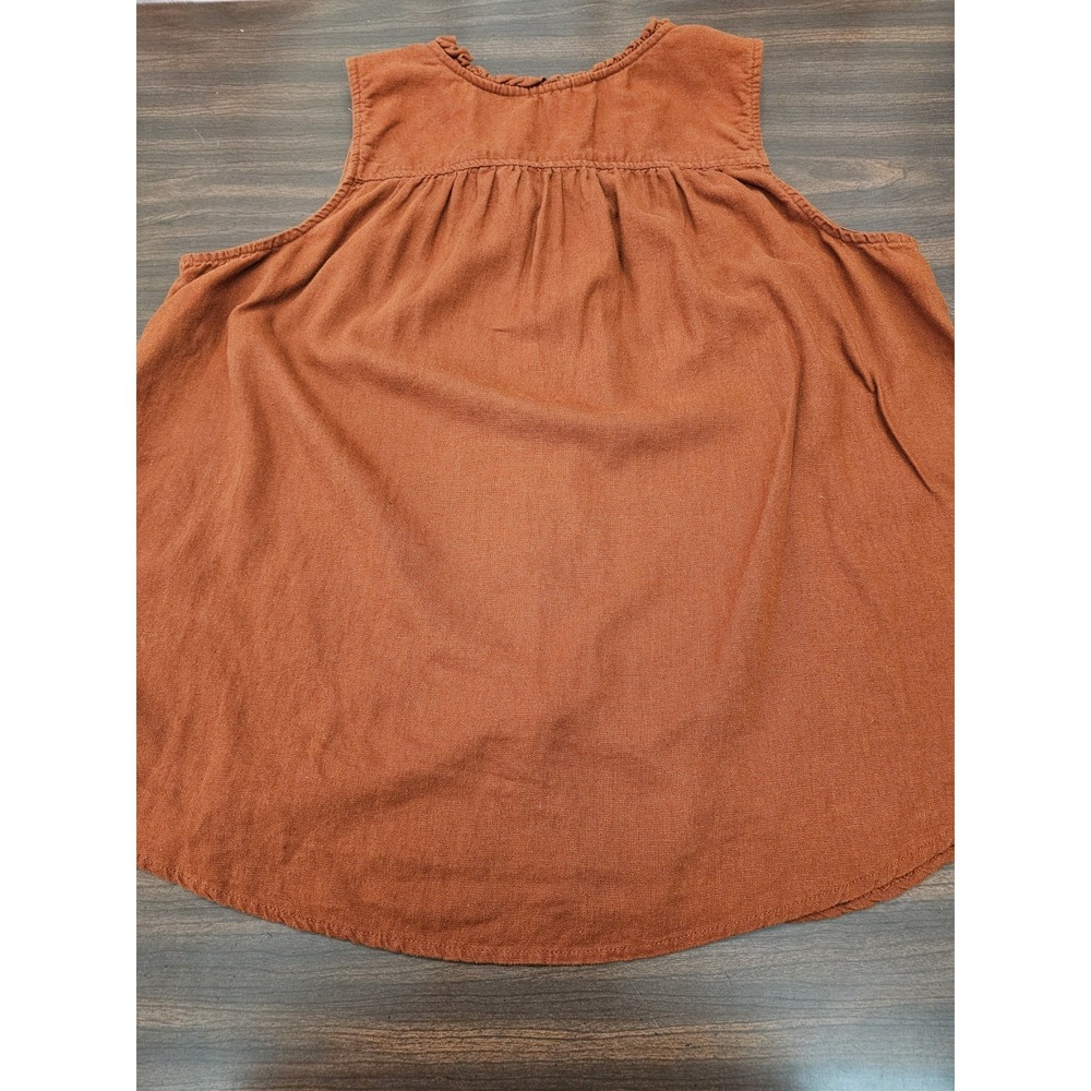 Sonoma Womens XXL Sleeveless Blouse Rust Orange Linen Blend Button Front Top - Picture 3 of 6